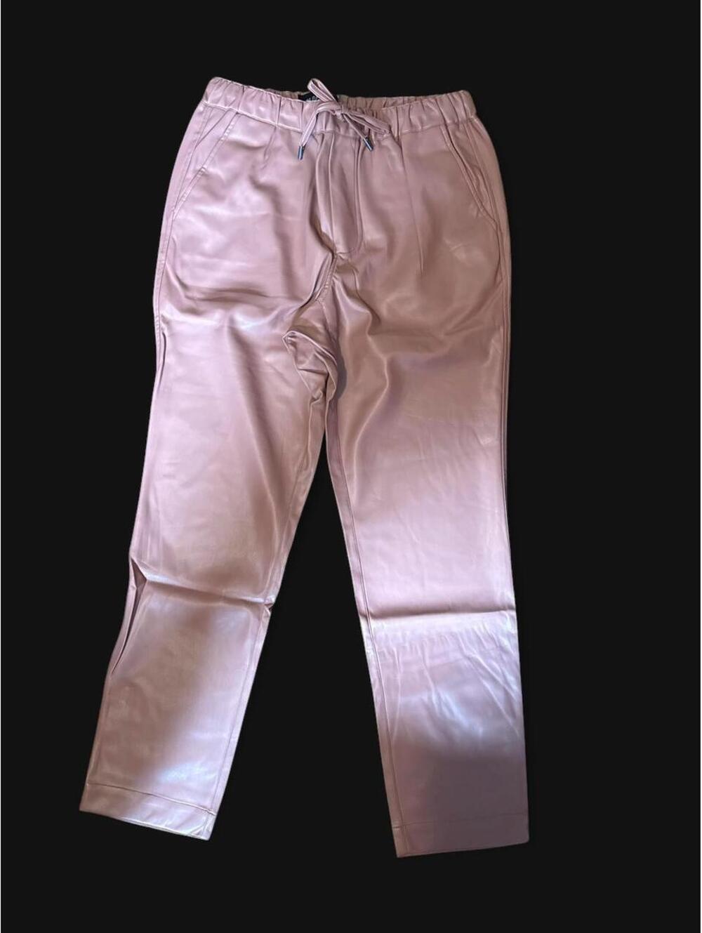 WILDFANG The Empower Vegan Leather Drawstring Pants Rose Brown Medium NWT